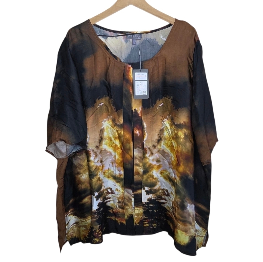 NWT Selection by Ulla Popken Nature Scene Tunic Blouse Plus Size 24/26